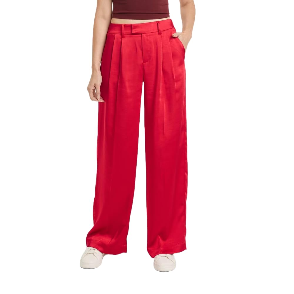 A New Day Women's High-Rise Wide Leg Satin Pants - (US